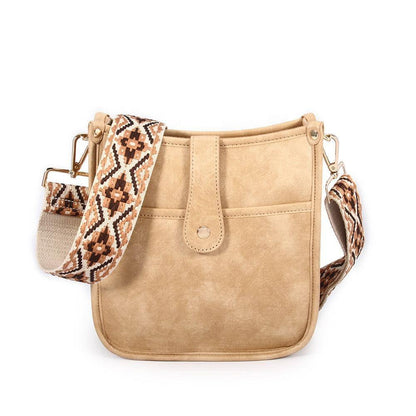 Damen Crossbody Tasche aus veganem Leder mit Gitarrengurt