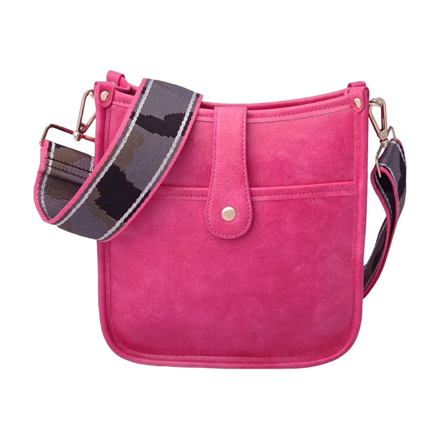 Damen Crossbody Tasche aus veganem Leder mit Gitarrengurt