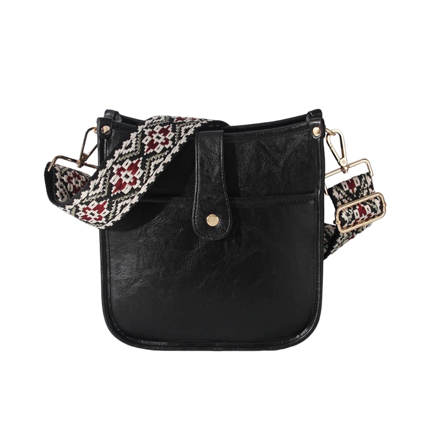 Damen Crossbody Tasche aus veganem Leder mit Gitarrengurt