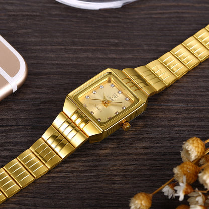 Luxuriöse goldene quadratische Armbanduhr